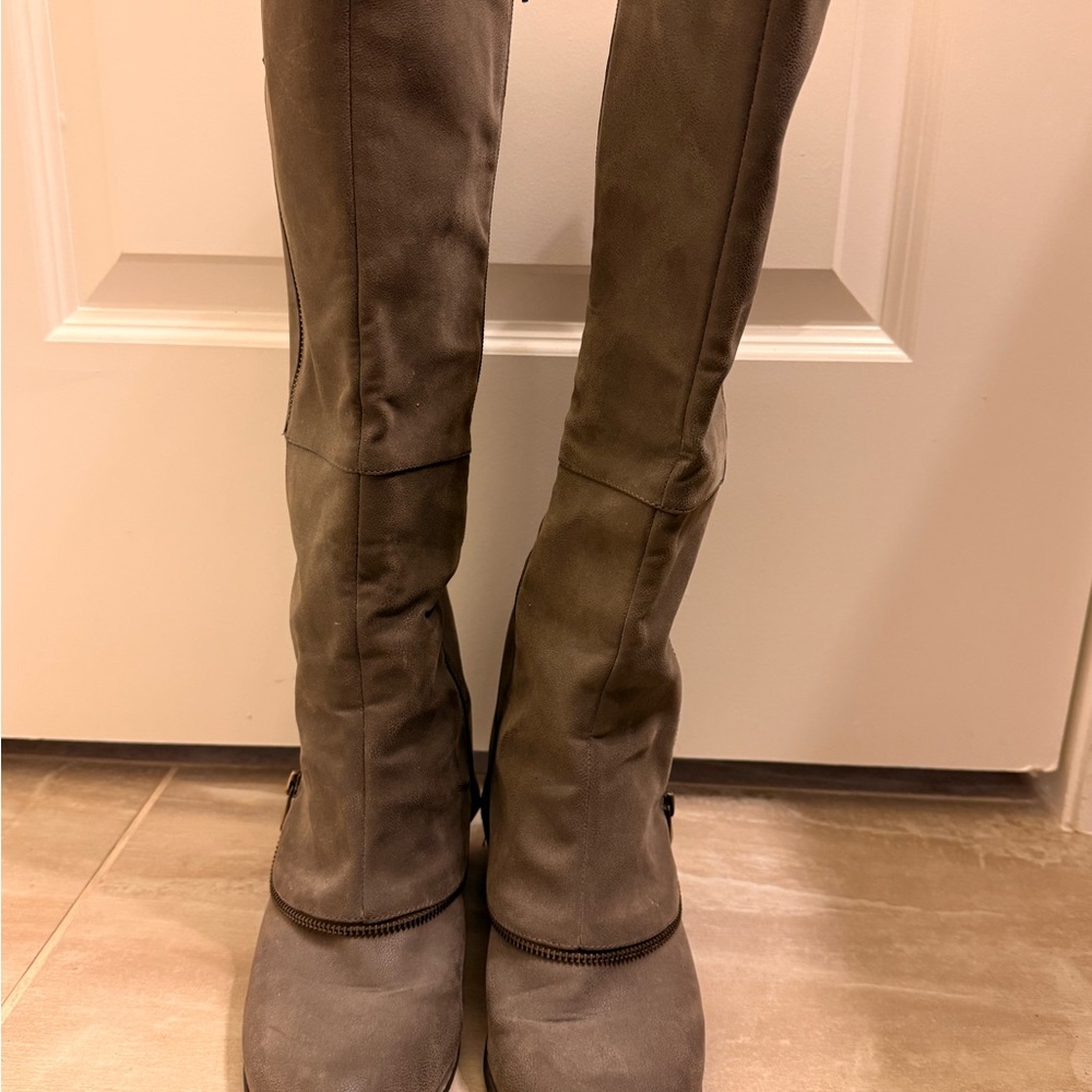 Fergalicious Gray Heeled Boots for Women